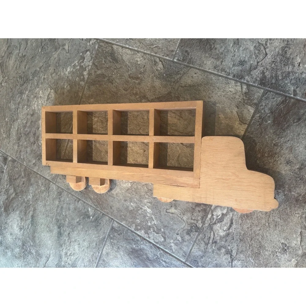 Vintage Wooden Handmade Semi‎ Truck Wall Display Shelf Shadow Box 22in car Brown